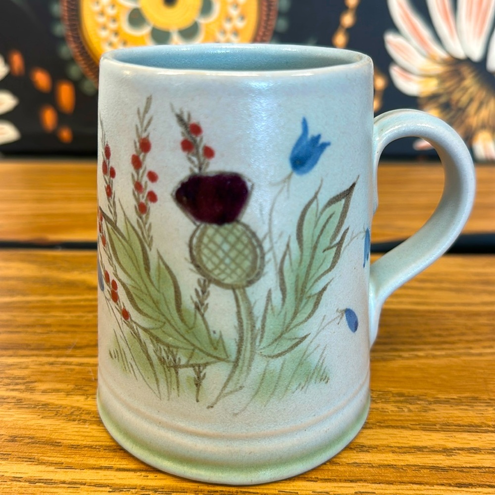 Buchan Portobello Scotland Thistleware Stoneware Mug Signed MF 4" VTG